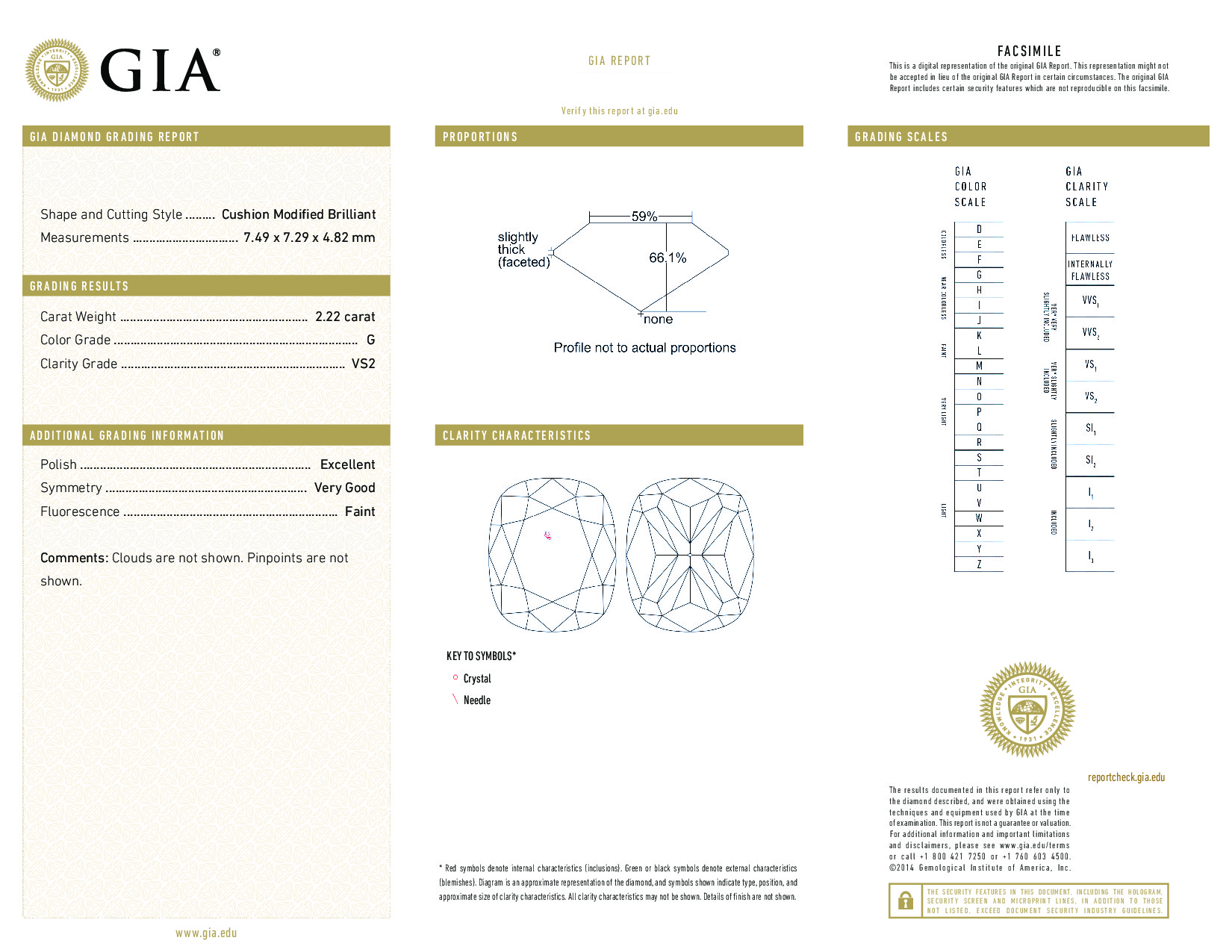 2.22 Carat G-VS2 Cushion Diamond