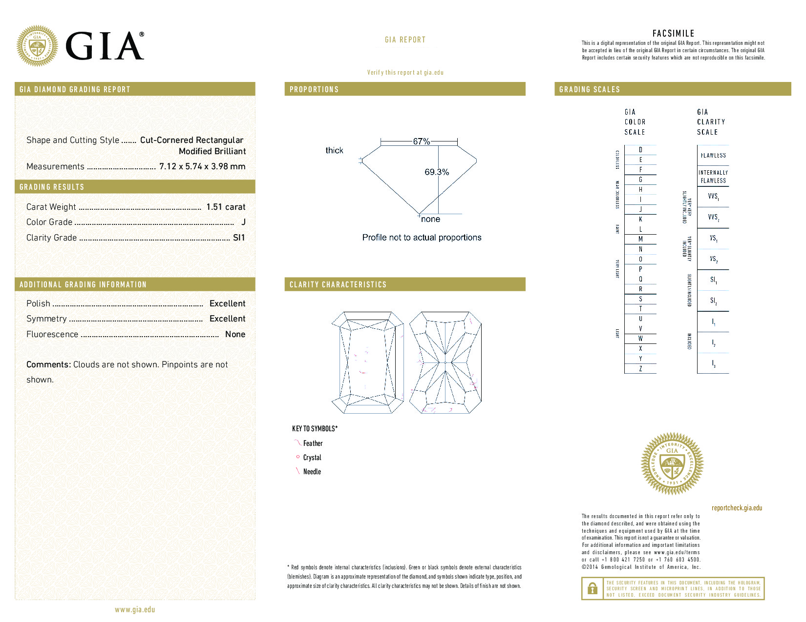 1.51 Carat J-SI1 Radiant Diamond