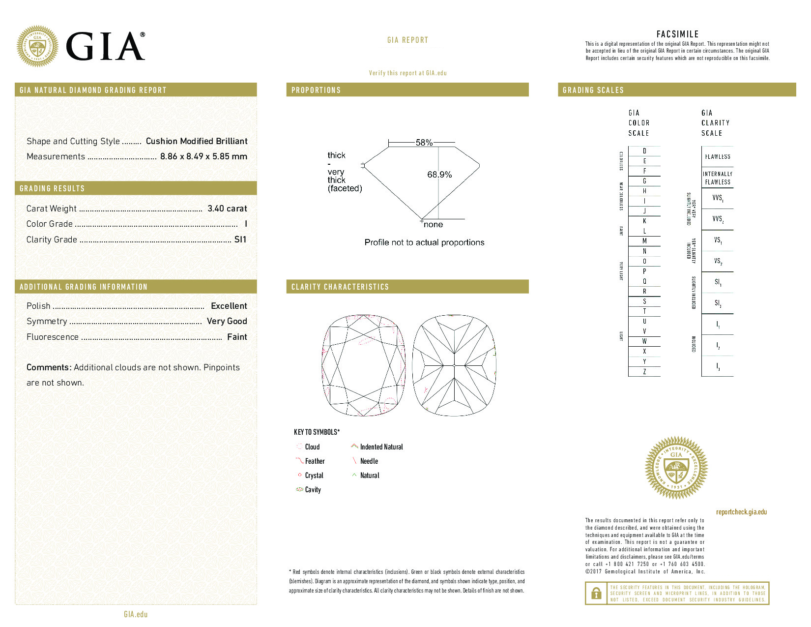 3.4 Carat I-SI1 Cushion Diamond