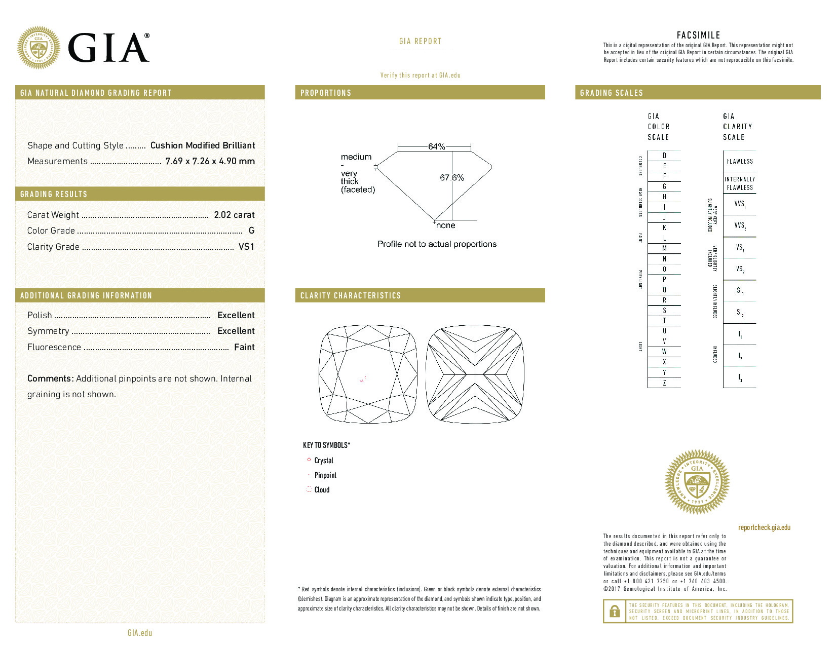 2.02 Carat G-VS1 Cushion Diamond