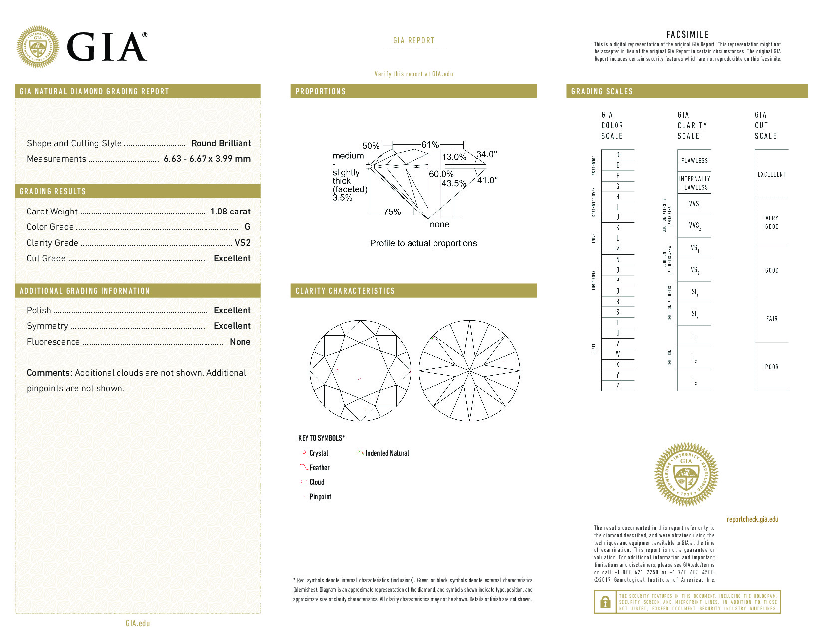 1.08 Carat G-VS2 Round Diamond