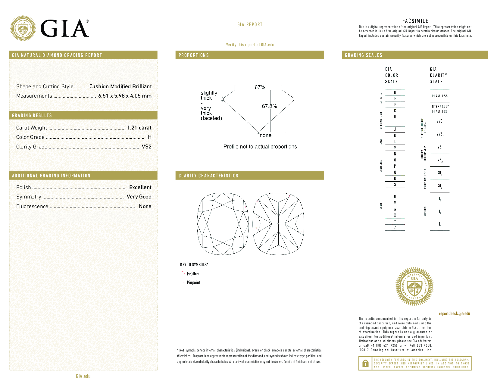 1.21 Carat H-VS2 Cushion Diamond