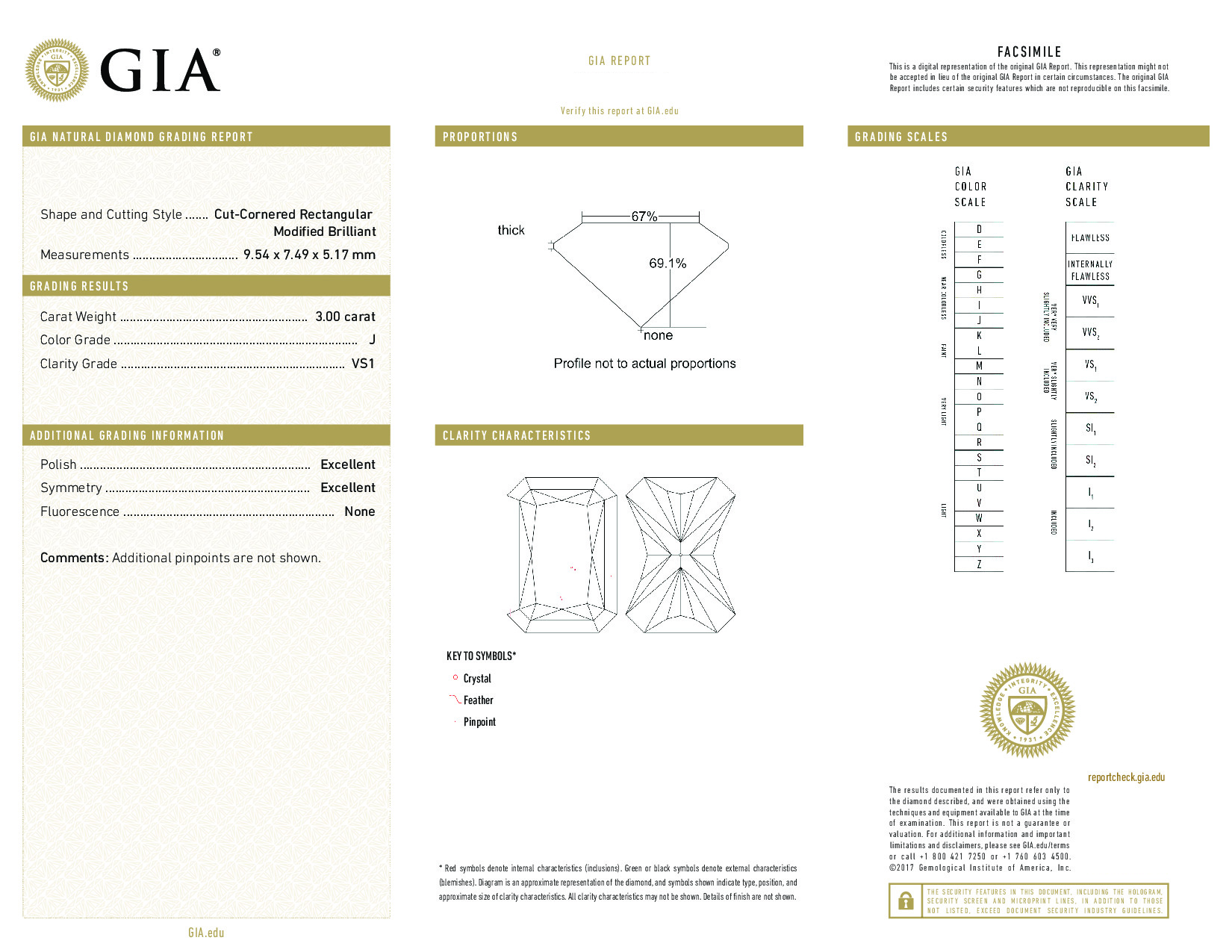 3 Carat J-VS1 Radiant Diamond