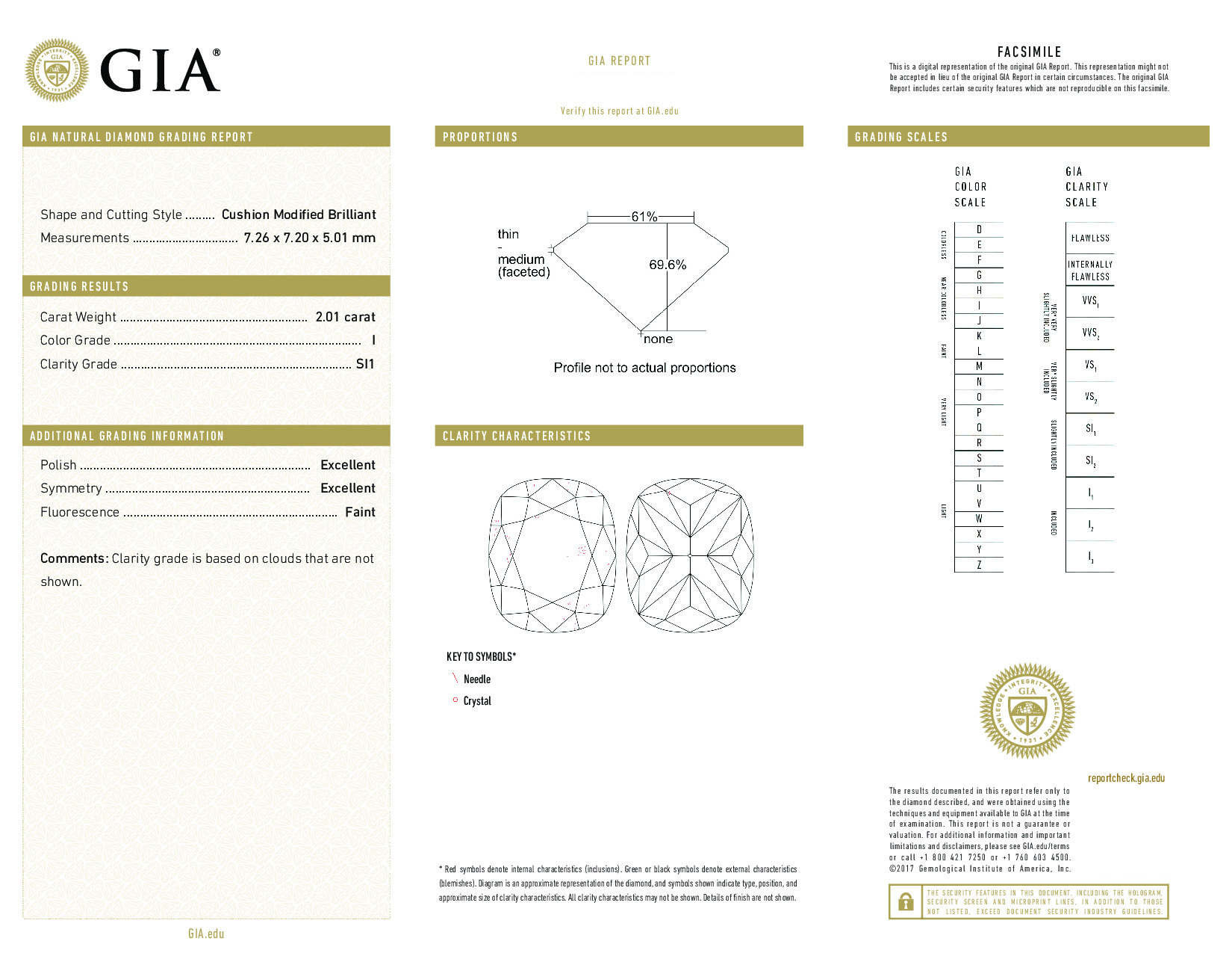 2.01 Carat I-SI1 Cushion Diamond