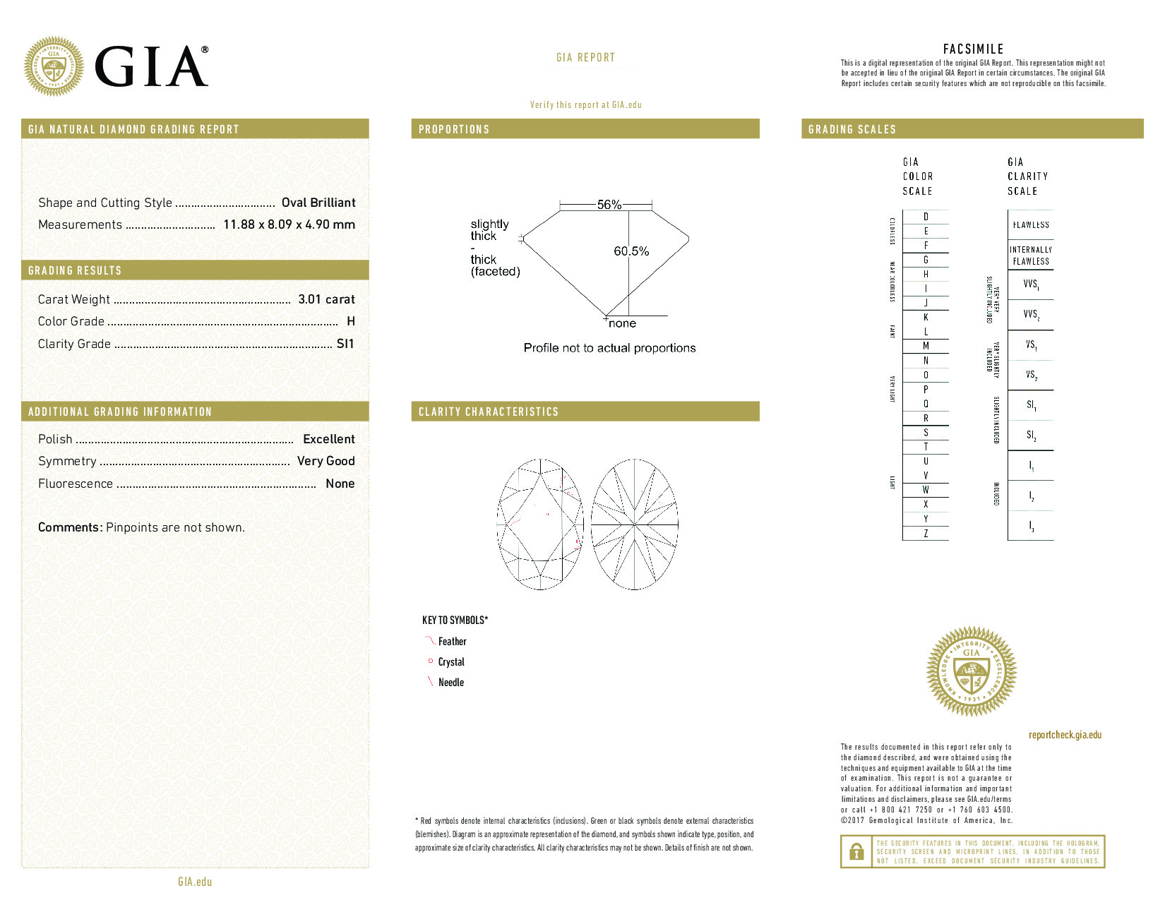 3.01 Carat H-SI1 Oval Diamond