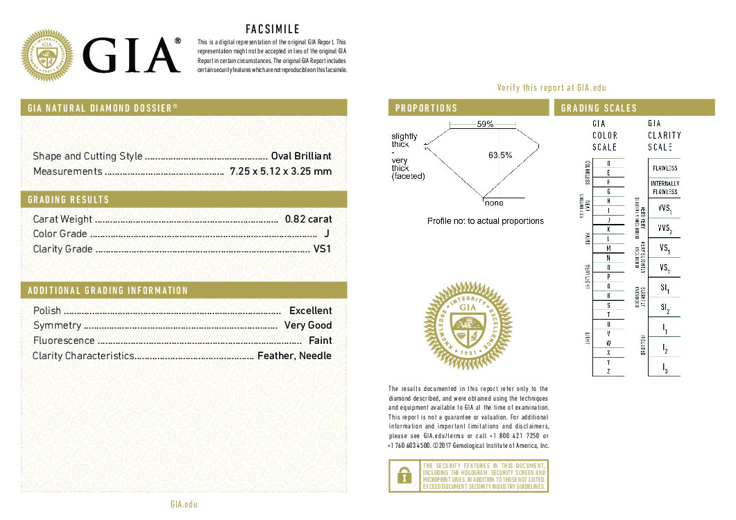 0.82 Carat J-VS1 Oval Diamond