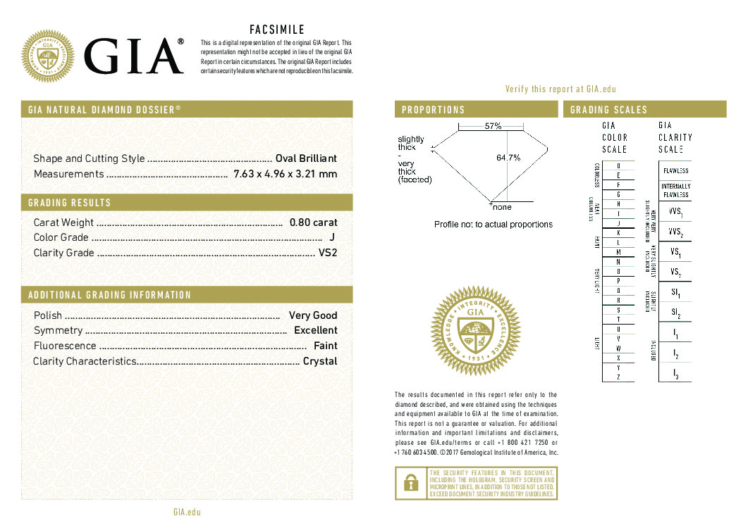 0.8 Carat J-VS2 Oval Diamond