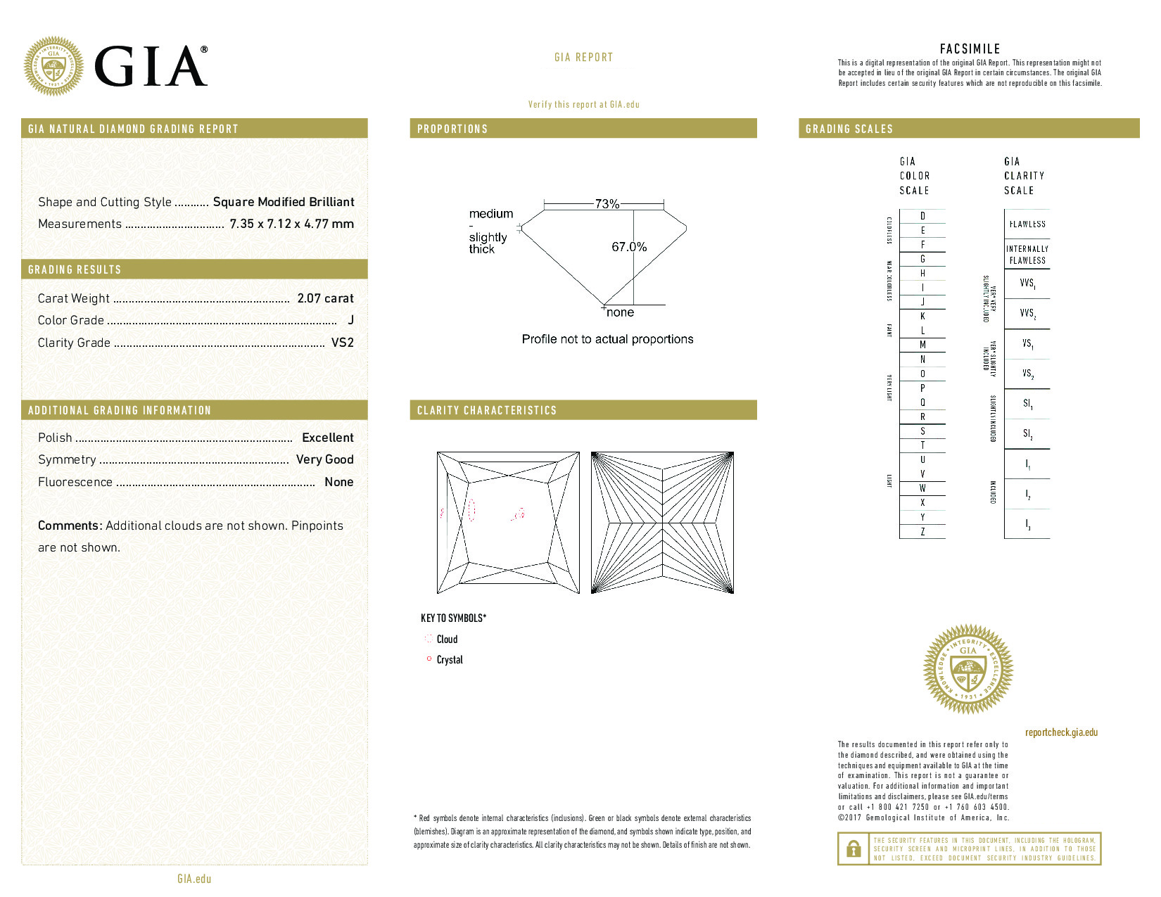 2.07 Carat J-VS2 Princess Diamond