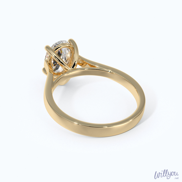 Pear Shaped Cathedral Engagement Ring in Yellow Gold