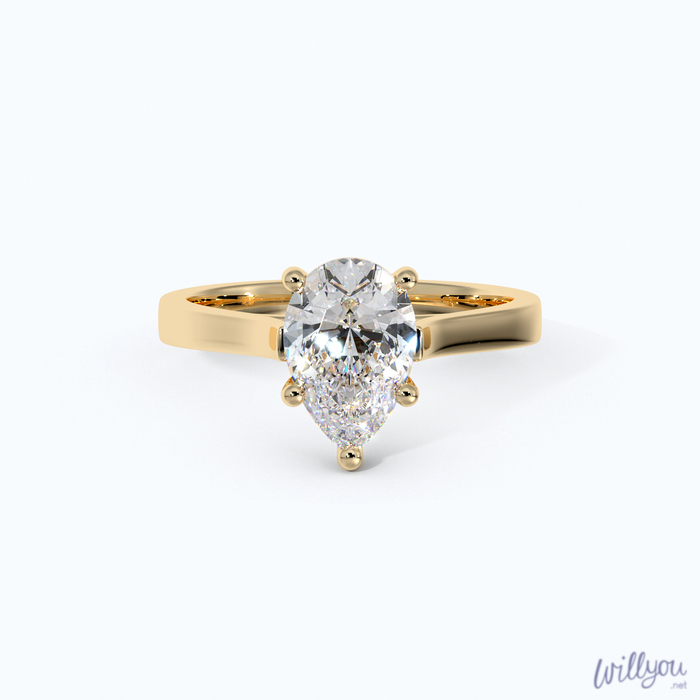 Pear Shaped Cathedral Engagement Ring in Yellow Gold