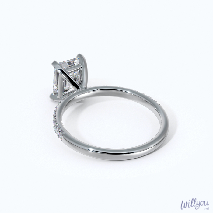 Radiant Cut Pave Engagement Ring in White Gold