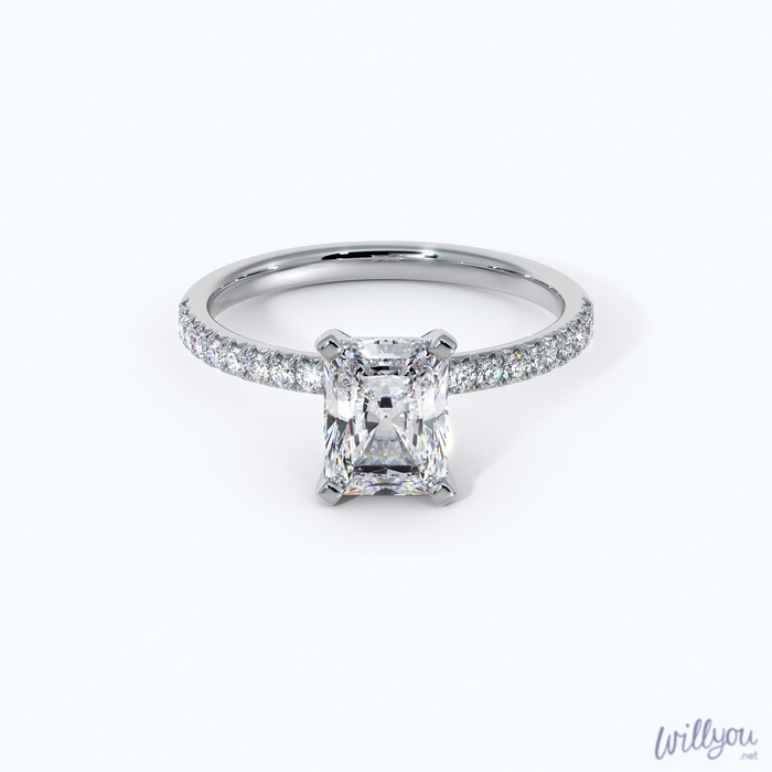 Radiant Cut Pave Engagement Ring in White Gold