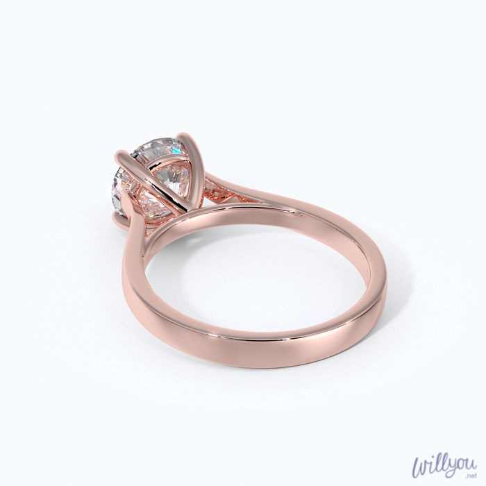 Round Cathedral Engagement Ring in Rose Gold