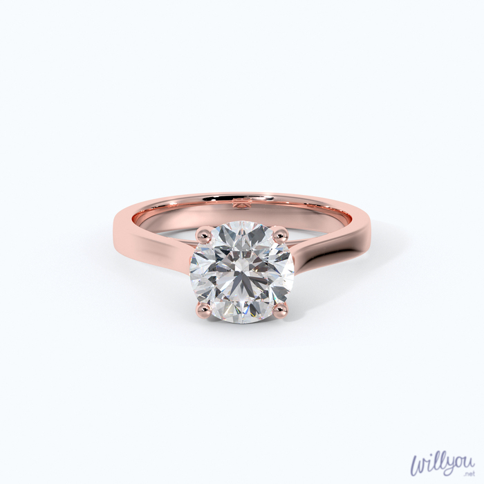 Round Cathedral Engagement Ring in Rose Gold